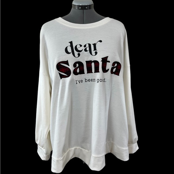 Lane Bryant "Dear Santa I've Been Good" 3/4 Sleeve Sweat Shirt Size 18/20 - Picture 1 of 6